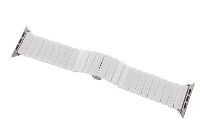 Ceramic stainless steel Apple Watch strap for 38mm and 42mm models in black and white