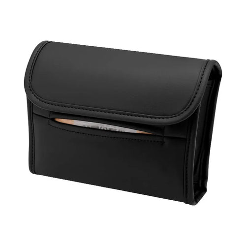 Leather car tissue box holder with elastic band mounting in five colour options