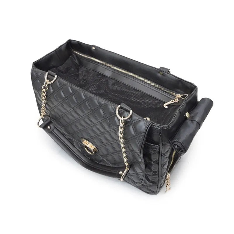 Portable pet bag for Teddy pets made from PVC material, medium hardness, black colour option