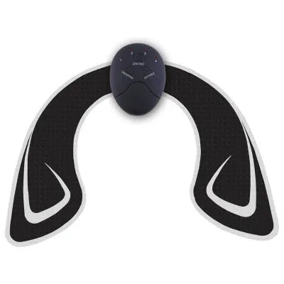 Hip vibration massager with adjustable intensity, lightweight 0.38kg, available in white colour with patch