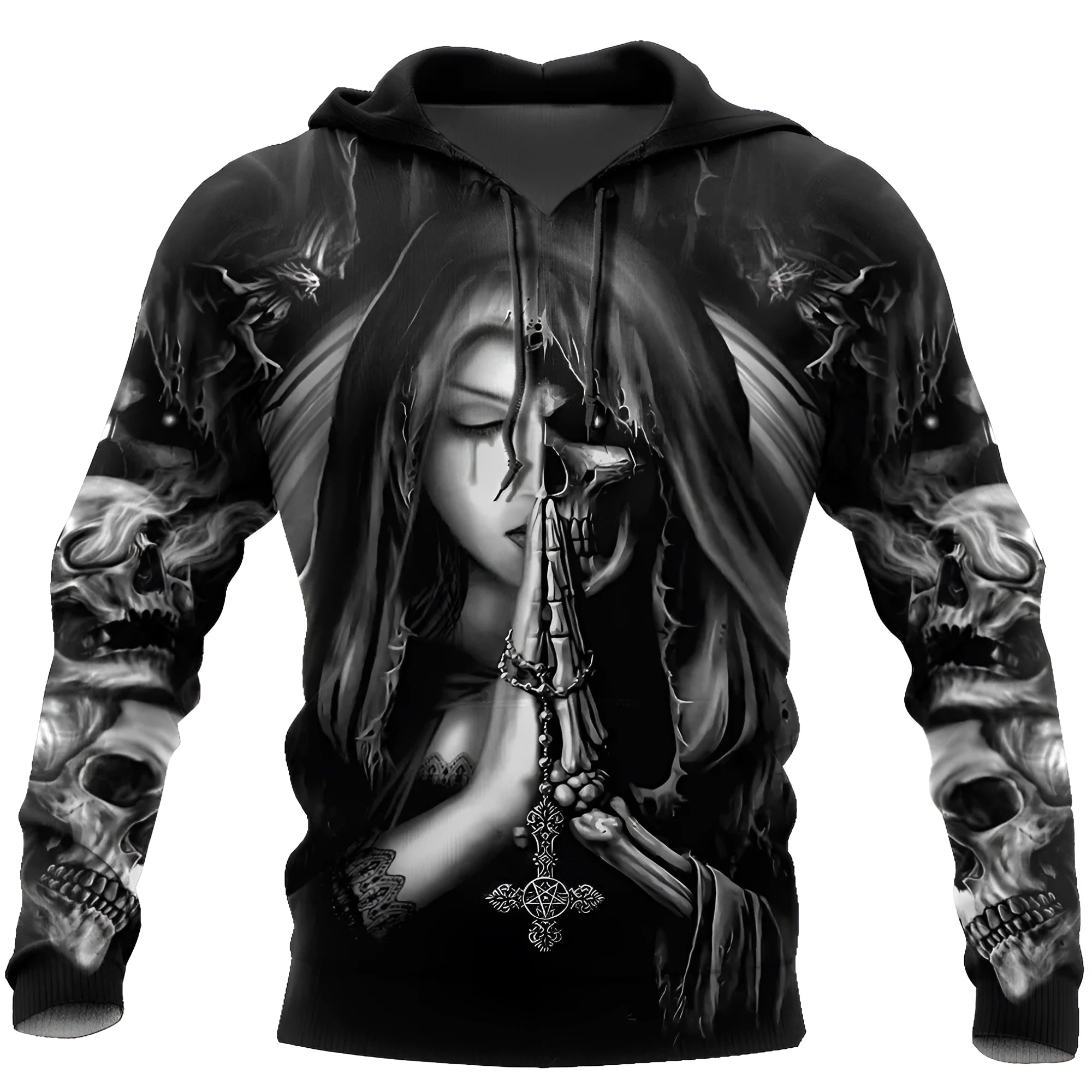 Halloween skull anime 3D hooded sweatshirt in casual style with long sleeves