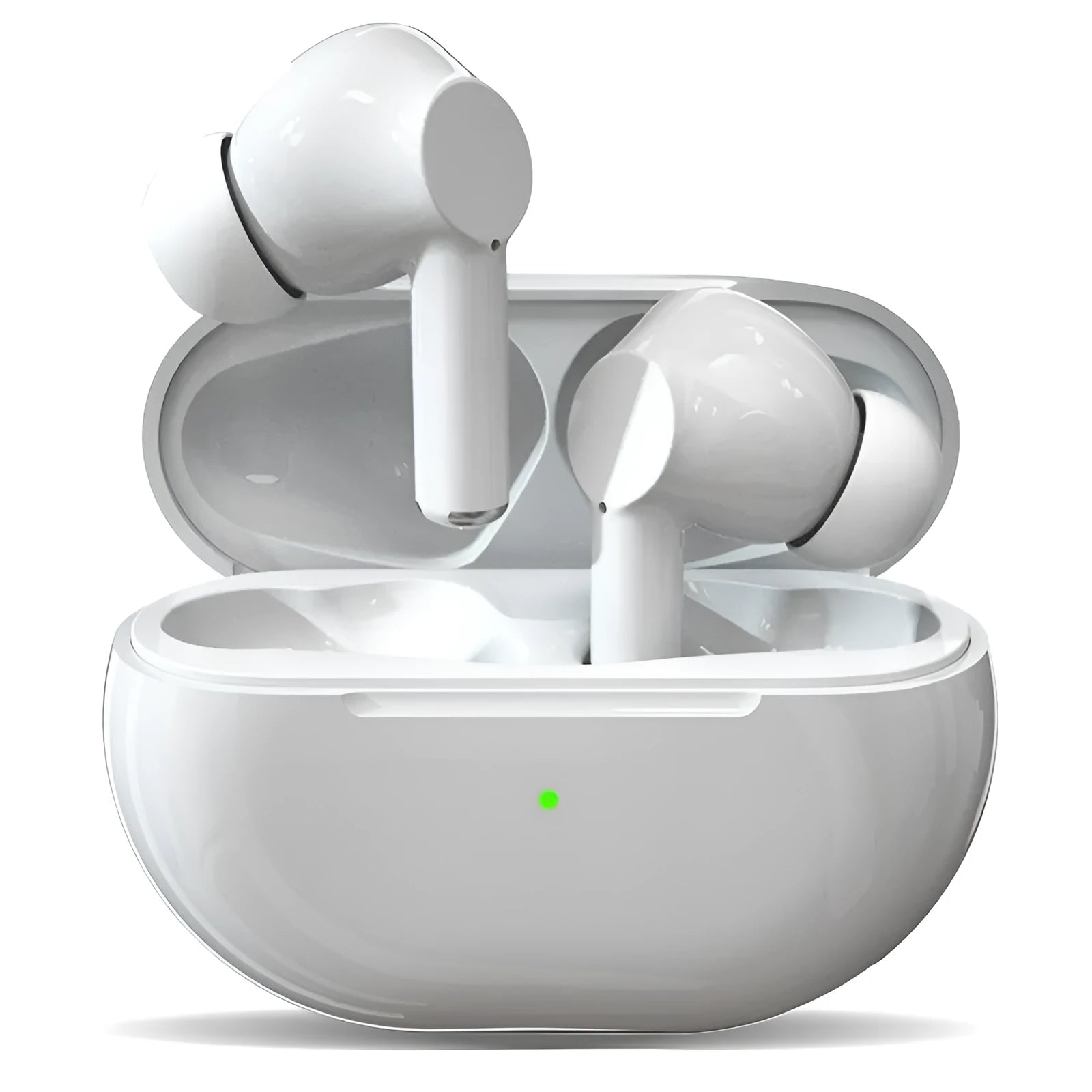 Pro4 true wireless Bluetooth headset with charging case showing black and white colour options and compact 12x10x3.5cm packaging