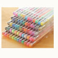 Set of 100 assorted colour gel pens with plastic bodies, shown with 0.5mm and 1.0mm tips.