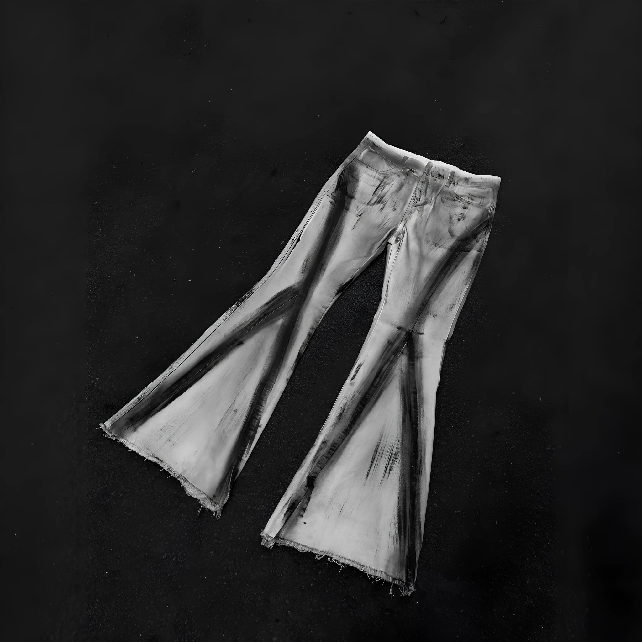 Men's white cotton denim trousers with mid waist and zip fly, basic style, Asian sizes S-3XL