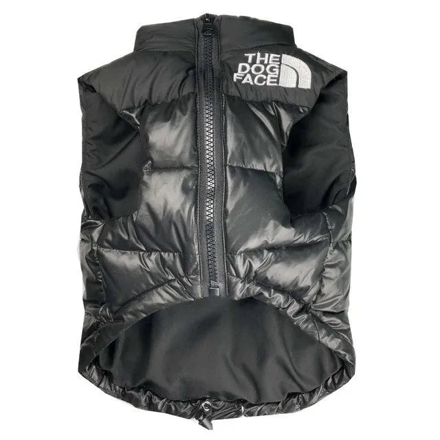 Thick warm dog down vest in black or red, sizes S to XXL for autumn and winter pet wear