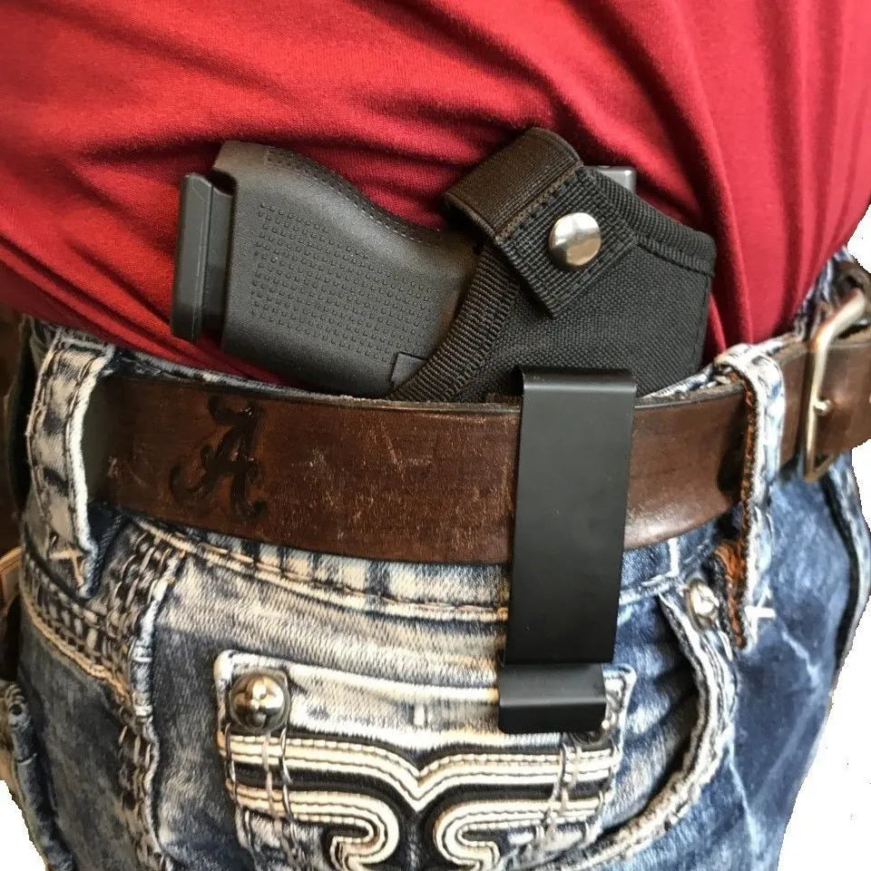 Nylon tactical pistol holster with 800D nylon, IWB OWB carry, ambidextrous metal clip, fits belts up to 2 inch
