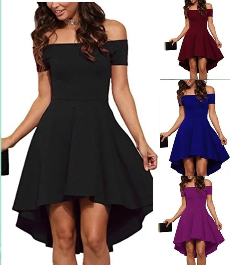 One Shoulder Short Sleeve Top with Large Swallowtail Skirt in Milk Silk for Women Commuting Work, Available in White Red Wine Red Purple Green Black Blue S-5XL Bust 86-104cm Waist 70-88cm