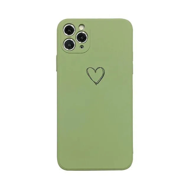 Silicone TPU phone case for Apple iPhone in solid colour options on a white background.