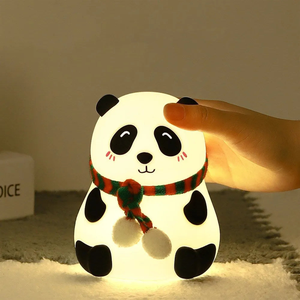 Panda silicone night light with rechargeable battery, compact 106x112x136mm size, two colour style options