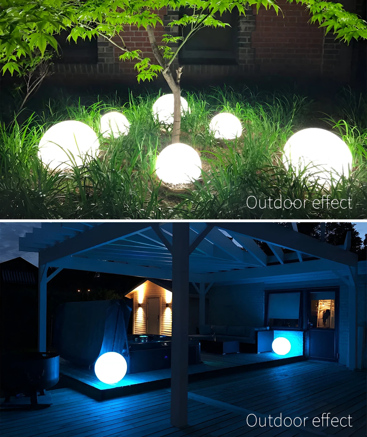 LED luminous ball lamp with remote control, IP67, 16 colours, 12cm to 30cm sizes