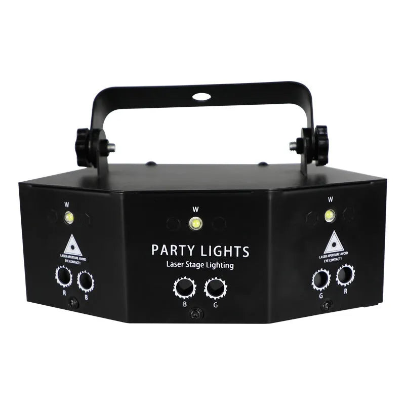 Professional nine-eye laser strobe light unit with DMX control and multi-colour laser outputs