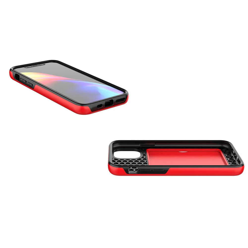 Black solid colour TPU and PC phone case for Apple iPhone 11 series models on a white background.