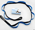 Yoga stretch belt with buckle, porous adjustable length, package 15cm x 10cm x 3cm, 0.13kg, includes training manual