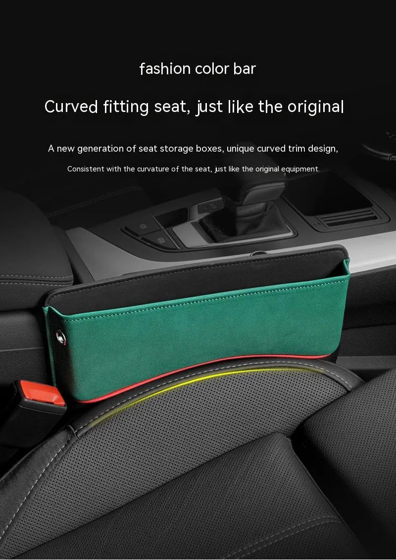 Leather car seat storage box in suede colour options for vehicle organisation