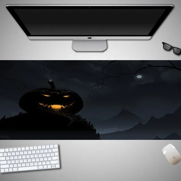 Oversized Halloween mouse pad with spooky design on rubber cloth material