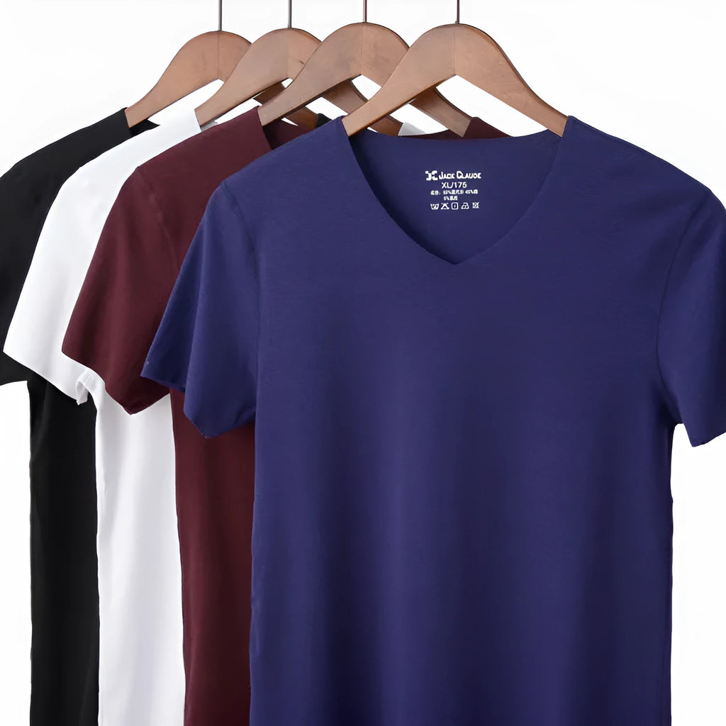 Cut half-sleeved solid colour modal bottoming shirt in black for casual layering