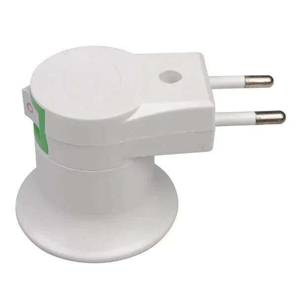 White E27 screw lamp holder adapter with a switch and three plug style options: AU, EU, and US.