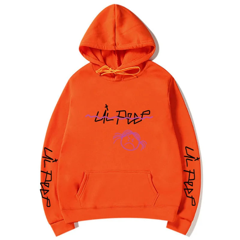 Lil Peep Love Winter hoodie in Beige, loose fit, hooded, printed Cry Baby design