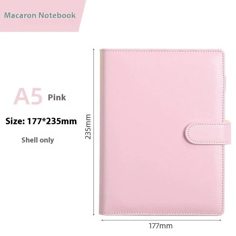 A5 PU leather zipper binder notebook shell in a solid colour.
