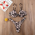 Women's spandex bikini two-piece swimsuit in black available in sizes S to XL Asian sizing