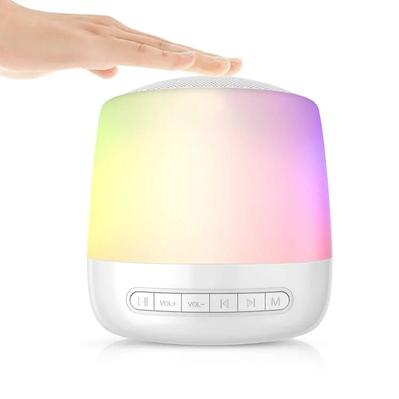 Silver Baby Rest Sound Machine with touch-control mood light and 28 non-looping sounds