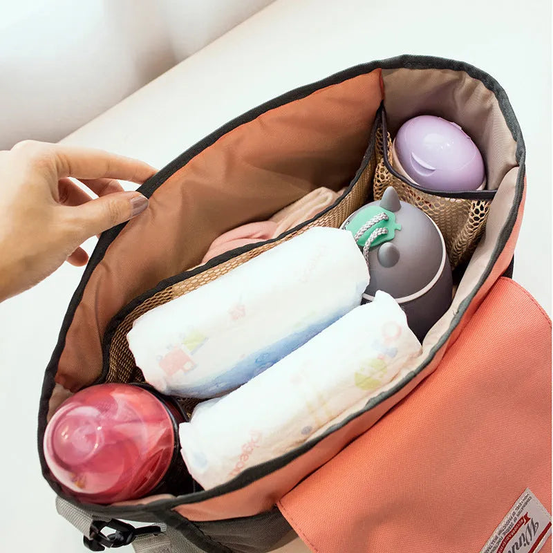 Medium polyester mommy bag in Little Grey or Pink Stripes for baby trolley and car use
