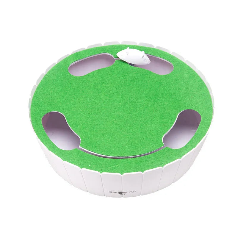 Automatic rotating mouse cat teaser toy with remote control in green colour on carpet