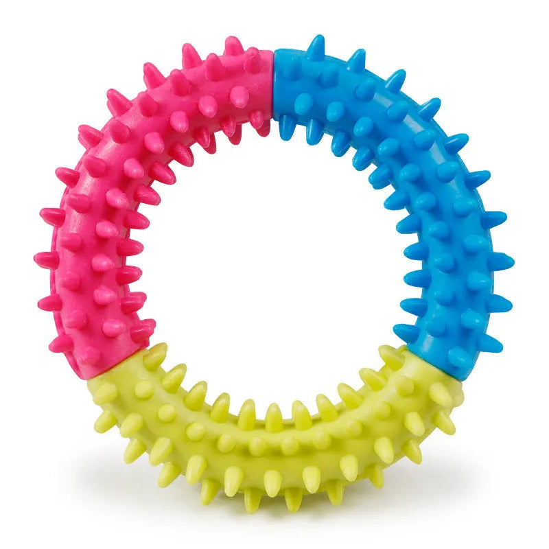 Biting resistant pet chew toy in environmental TPR with surface particles, random colour, styles #1 to #9