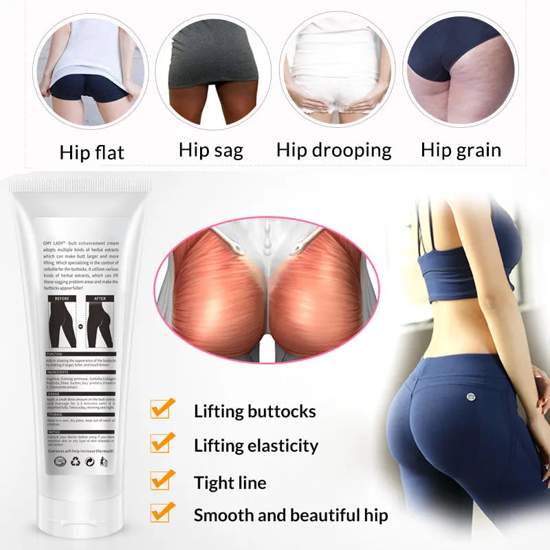 Buttock enhancement cream 100g with plant extracts for lifting and cellulite control