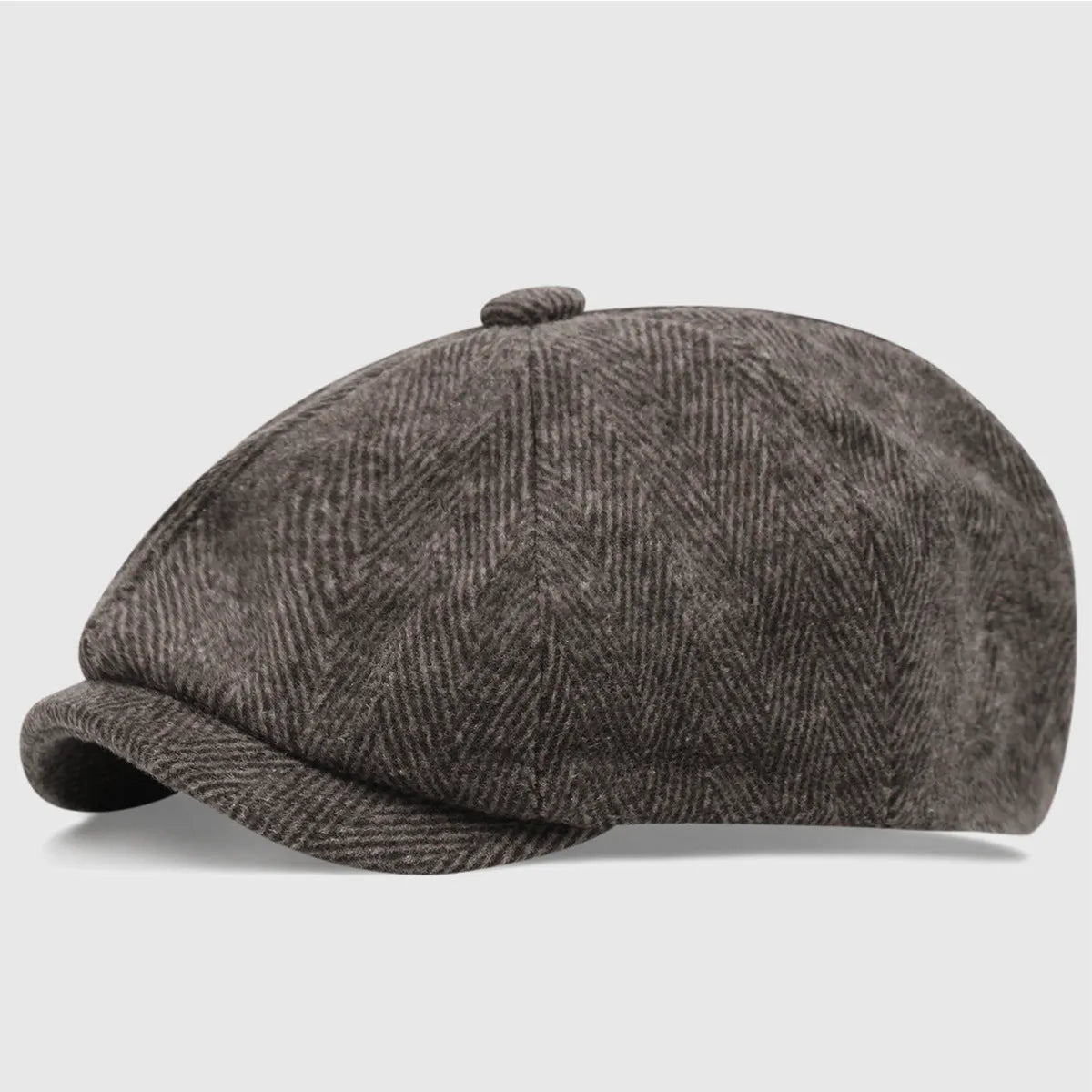 Acrylic octagonal retro beret in black with dome crown, free size
