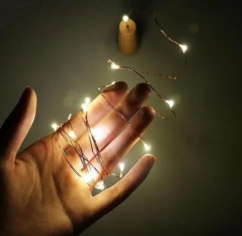 Silver copper wire LED string lights with bottle stopper for wine bottle decoration