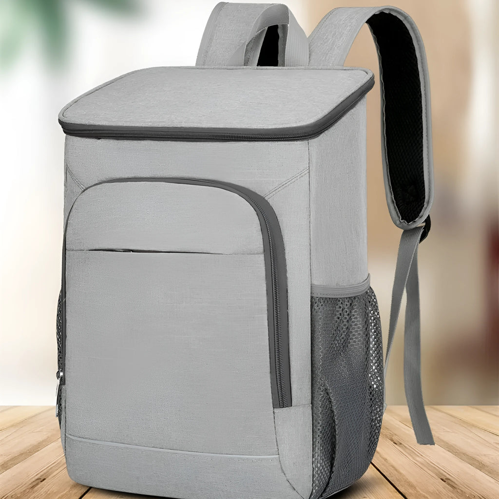 Large black outdoor camping backpack with curved shoulder straps and multiple compartments.