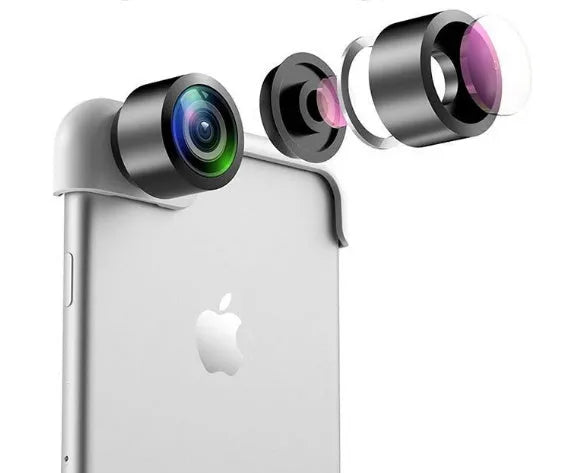 Plug-and-play 360 degree panoramic camera lens accessory for compatible Apple iPhone models.