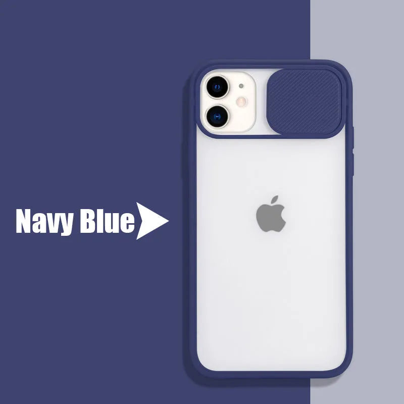 Frosted frame silicone phone case for iPhone in pure colour options on a table.