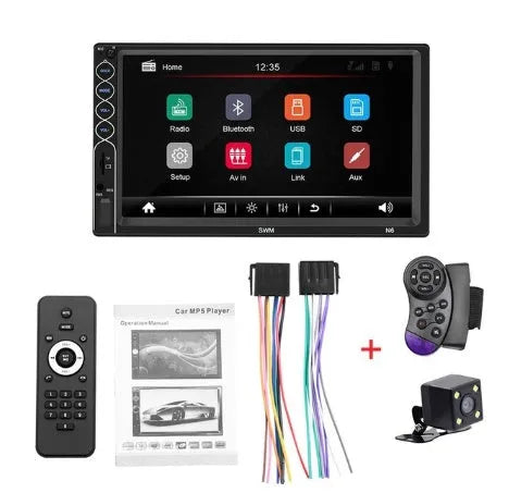 7-inch double DIN car radio MP5 player with colourful LED 800x480 TFT touchscreen Bluetooth USB SD