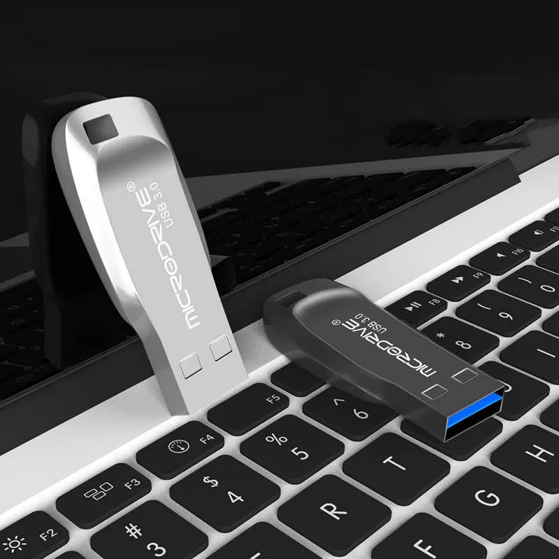 Metal waterproof USB 3.0 flash drive 64GB in black or silver grey with spin design