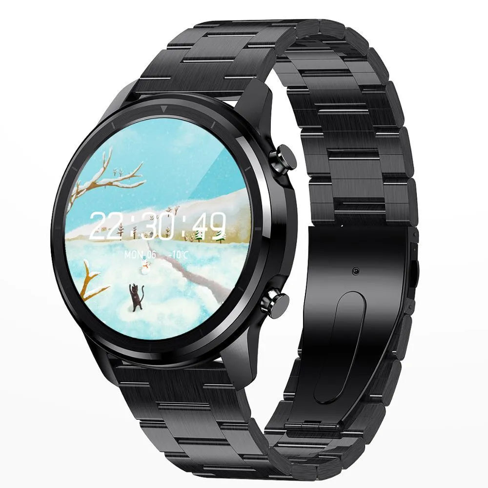 LEMFO LF26 smart bracelet with 1.3-inch screen shown in black and silver colour variant on a wrist.