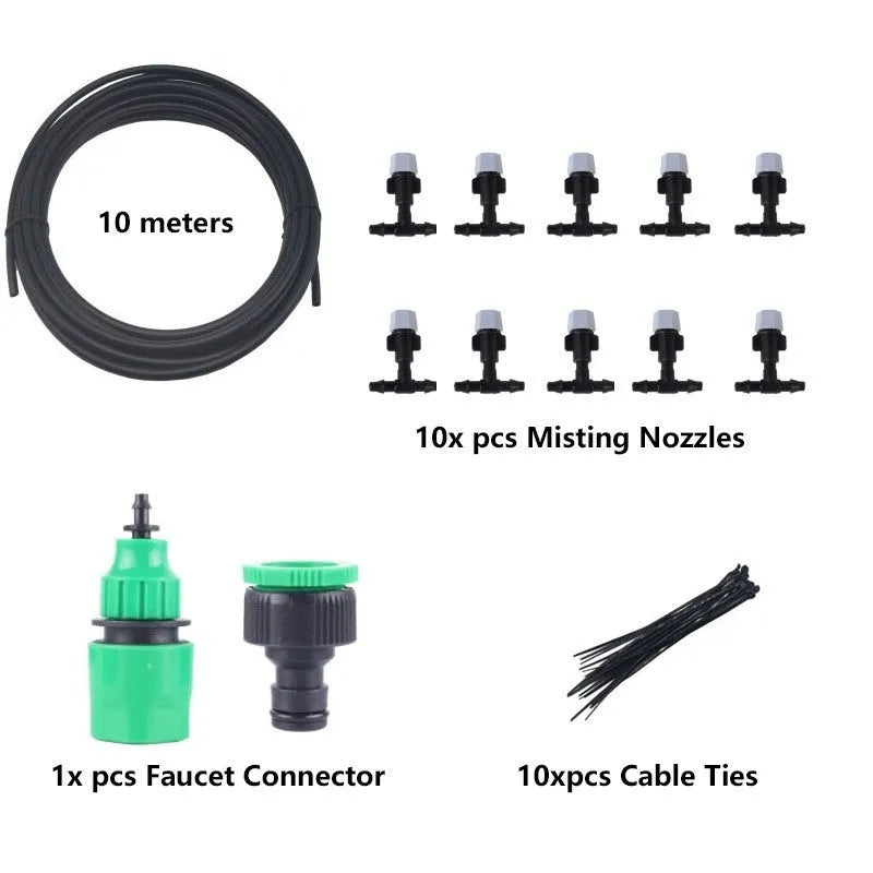 Garden irrigation hose water mist greening system 10m 10 spray suit PE material micro spray series