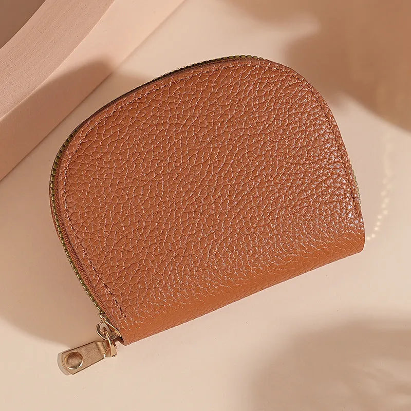 Ladies fashion shell card holder storage bag in PU leather, solid colour, unisex design