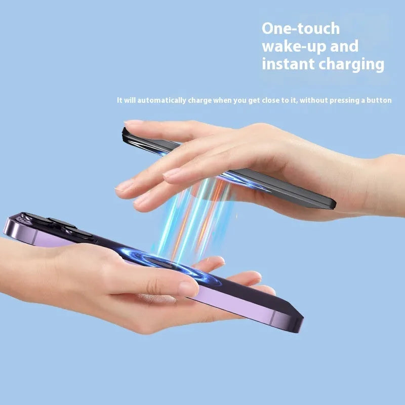 Ultra-thin 9mm magnetic power bank in alloy shell showing four colour options