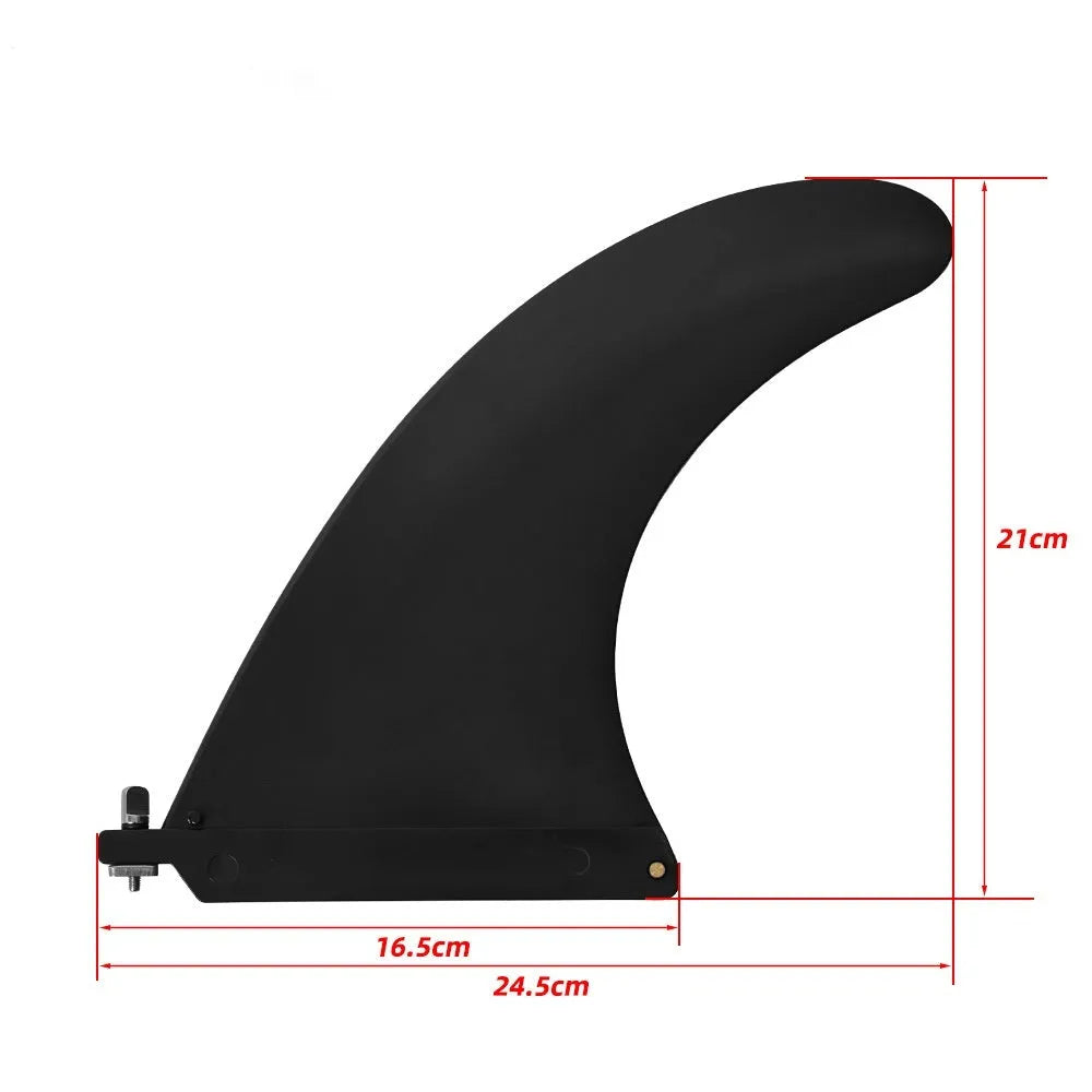 Heytur SUP paddle with large removable plastic fish fins and water dispenser feature.