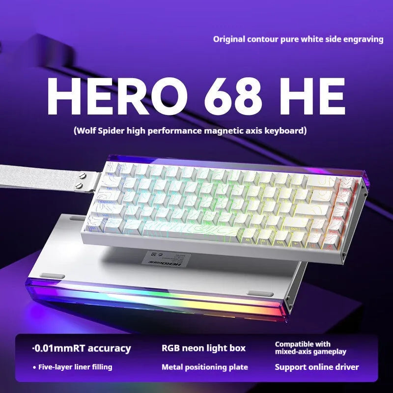 Magnetic axis mechanical keyboard with RGB lighting and engraved side designs