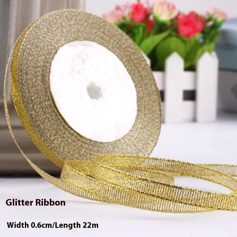 Polyester gift packaging ribbon roll in selected colour, 0.6cm wide decorative band