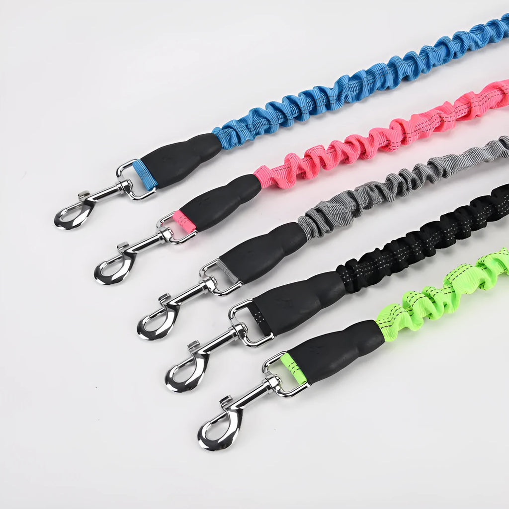 Retractable dog lead with hand holding rope, 95-135cm adjustable, in black blue pink fluorescent green or gray
