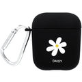 Polycarbonate AirPods case cover with floral and emoticon decorative designs in black and pink colour options