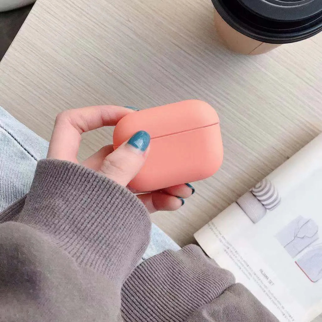 AirPods Pro protective plastic case showing multiple colour options including black, pink, green, blue, purple, red, and yellow