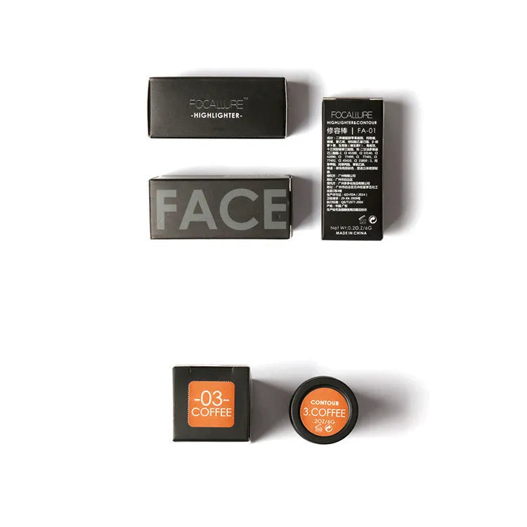 Four shade face contour highlighter makeup product for cheekbones and facial definition.