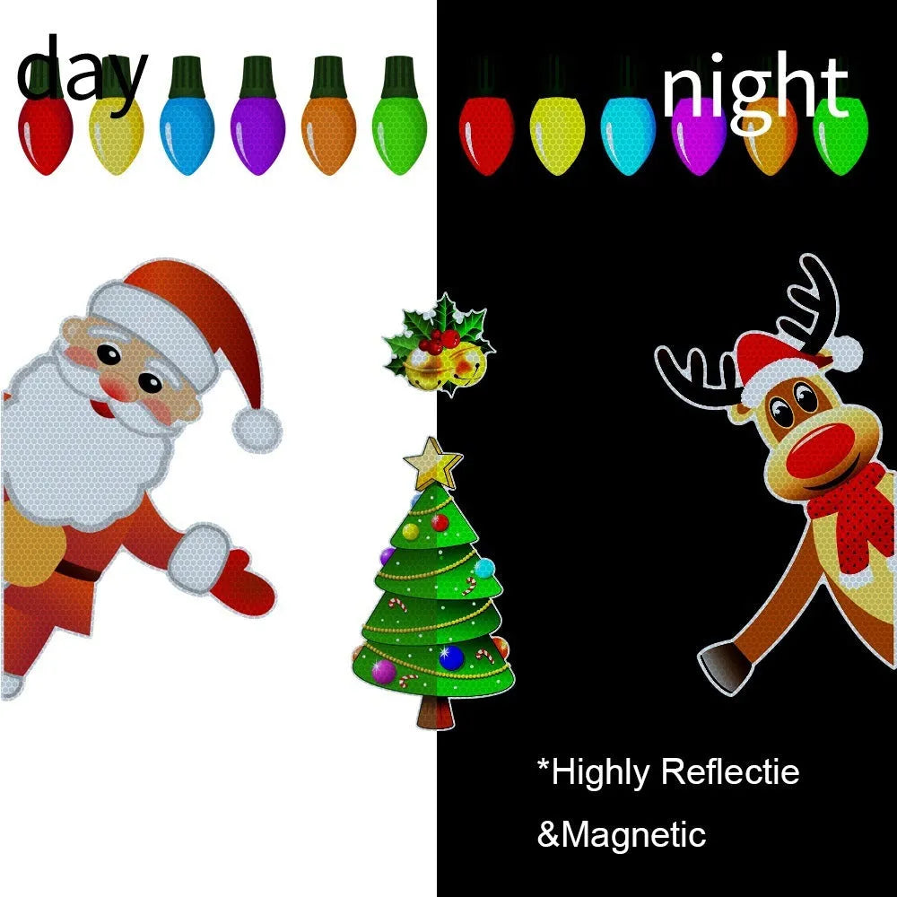 Medium Christmas elk reflective magnetic car sticker in RFM025 colour with cartoon design