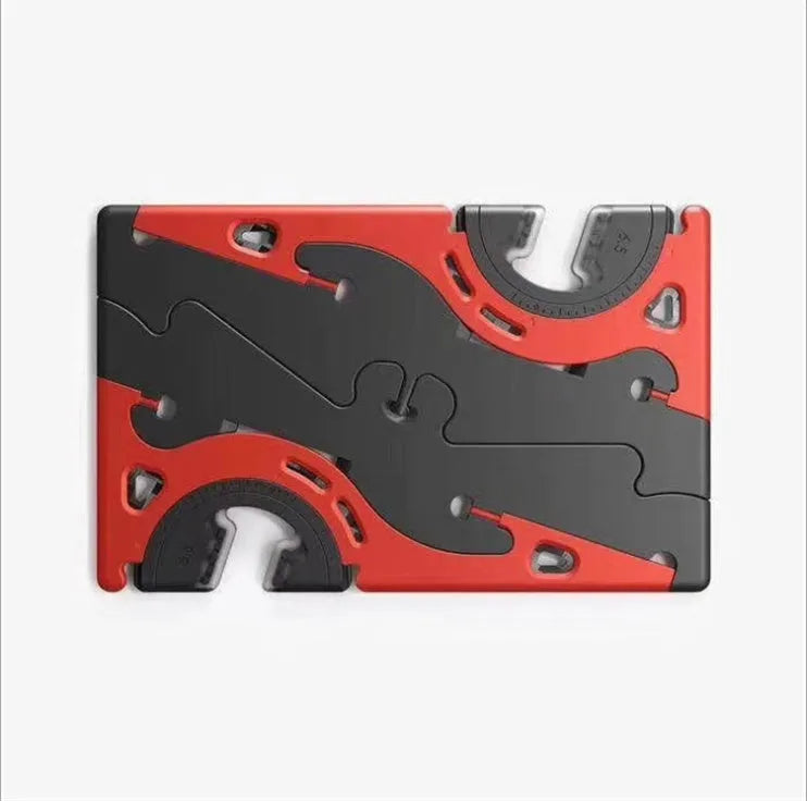 Black plastic card type mobile phone holder with lazy bracket on a desktop