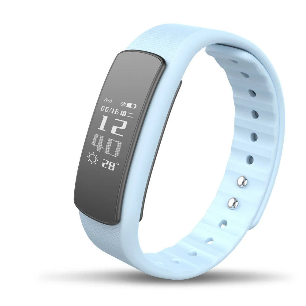 I6 smart sports bracelet in Black or Green with 0.96-inch screen on a wrist